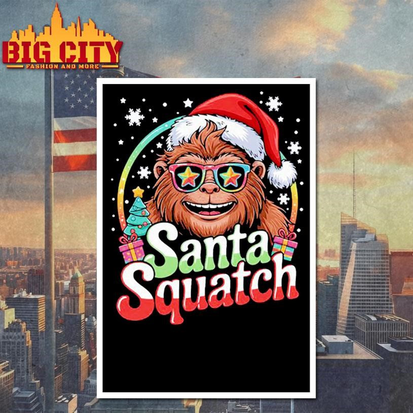 Bigfoot Santa Funny Christmas Xmas Sasquatch Santa Squatch Shirt
