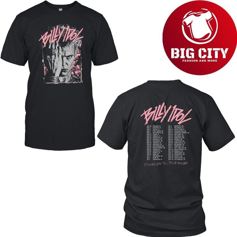 Billy Idol Pink Scratch Billy Tour 2025 New Two Sided Shirt