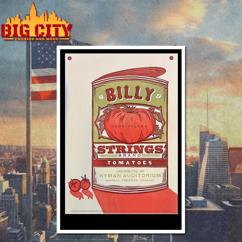 Billy Strings Nashville Tennessee 2026 Ryman Auditorium Gig Poster Shirt