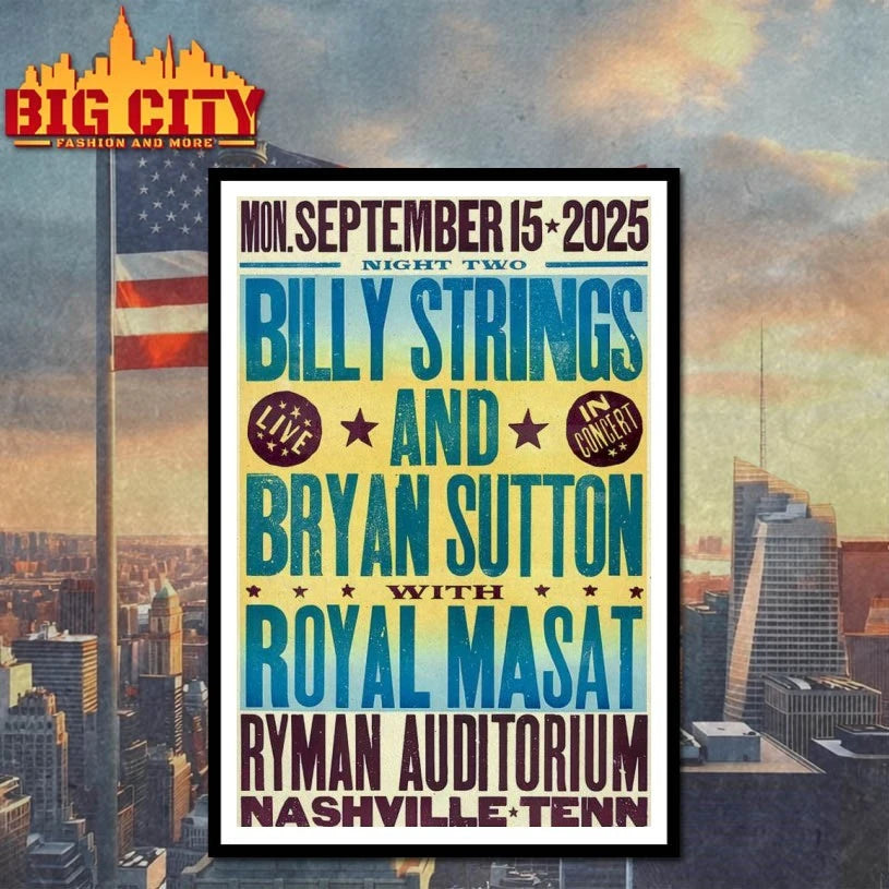Billy Strings Sep 14 15 16 2025 Live Ryman Auditorium in Nashville Poster shirt