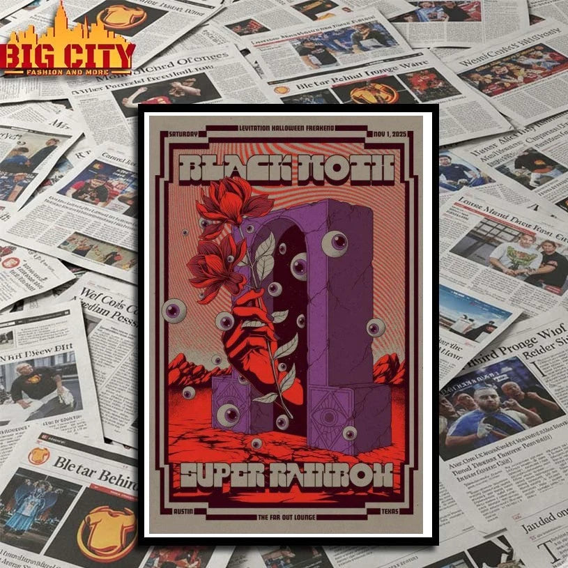 Black Moth Super Rainbow Nov 01, 2025 Far Out Lounge & Stage, Austin, TX Poster shirt