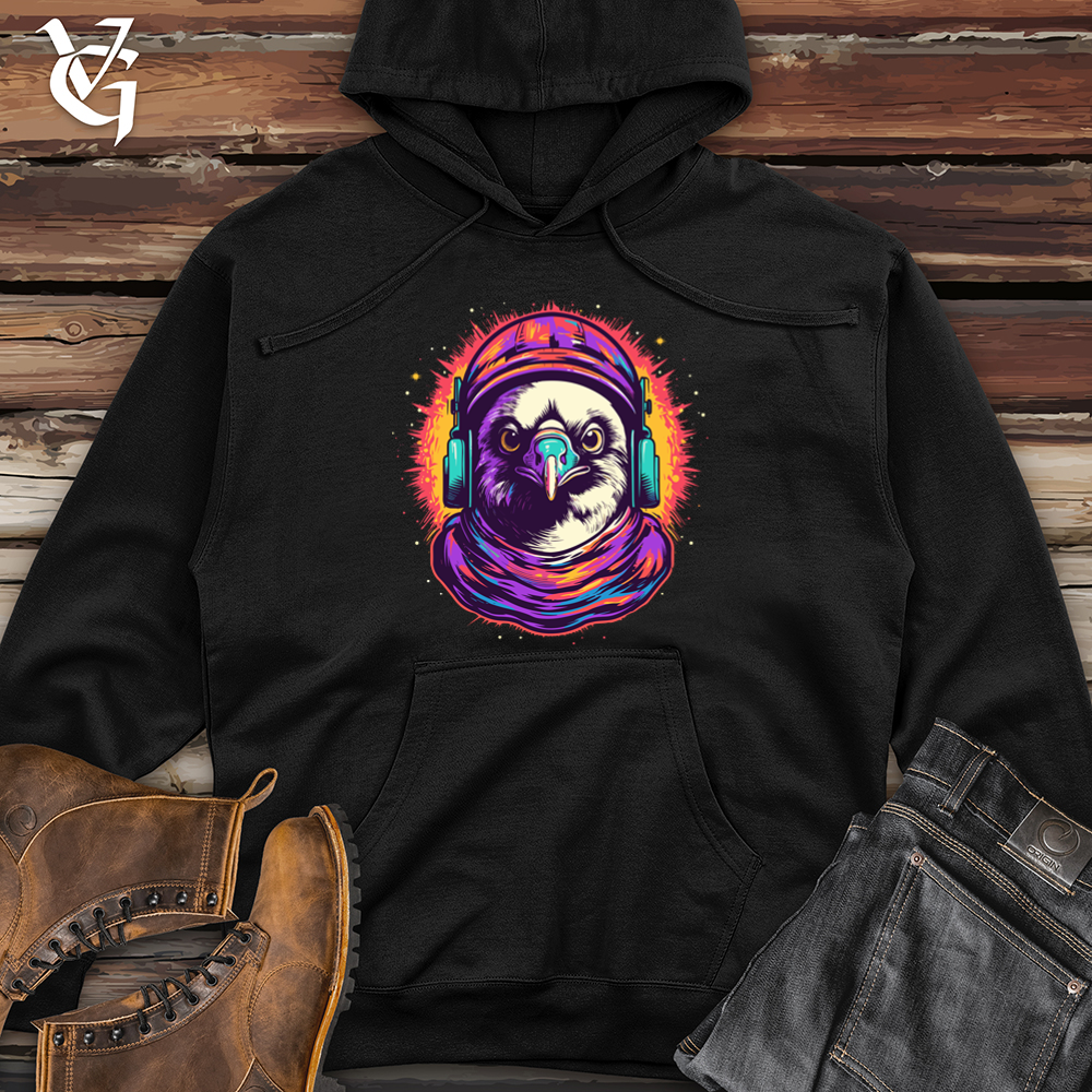Vintage Cosmic Beanie Penguin Midweight Hooded Sweatshirt Style001