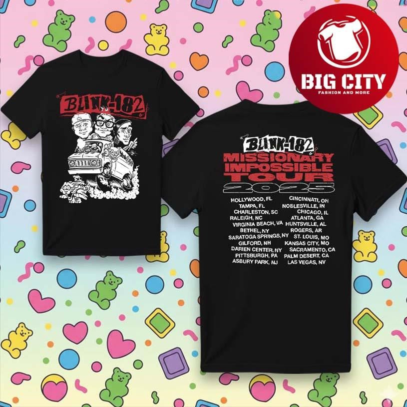 Blink 182 Characters 2025 Tour Two Sided Shirt