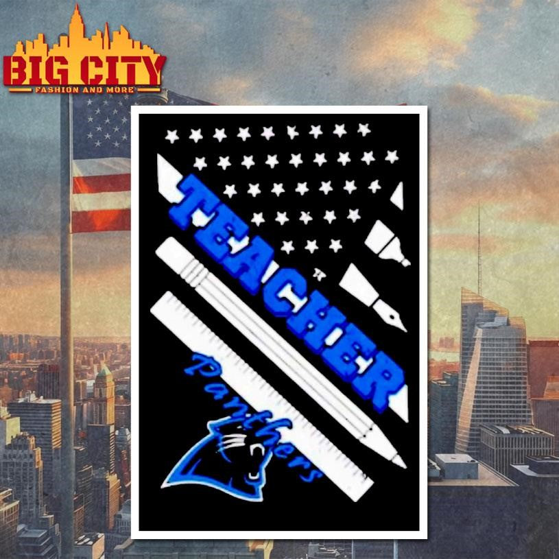 Carolina Panthers Football X Teacher American Flag Shirt