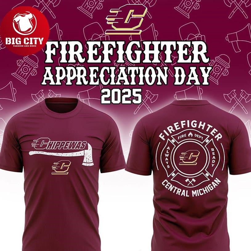 Central Michigan Chippewas Firefighter Appreciation 2025 Gameday Two Sided Shirt
