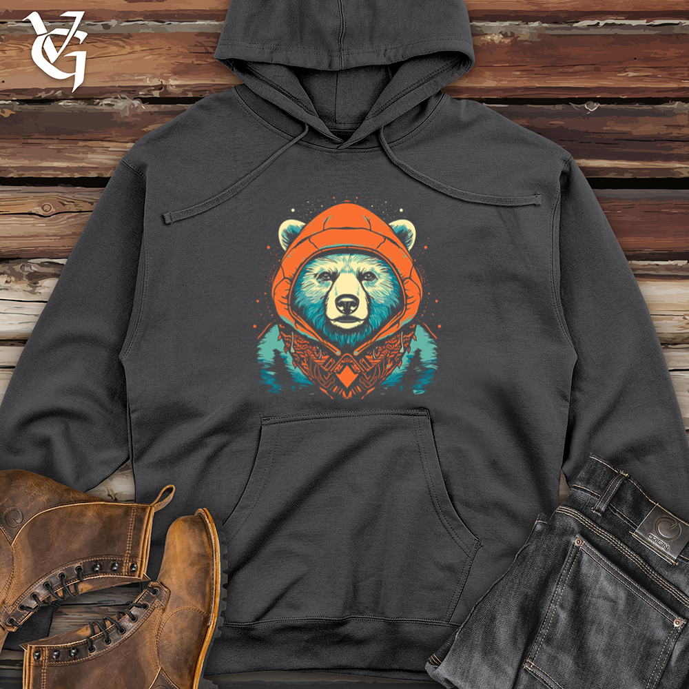 Retro Cosmic Beanie Bear Midweight Hooded Sweatshirt
