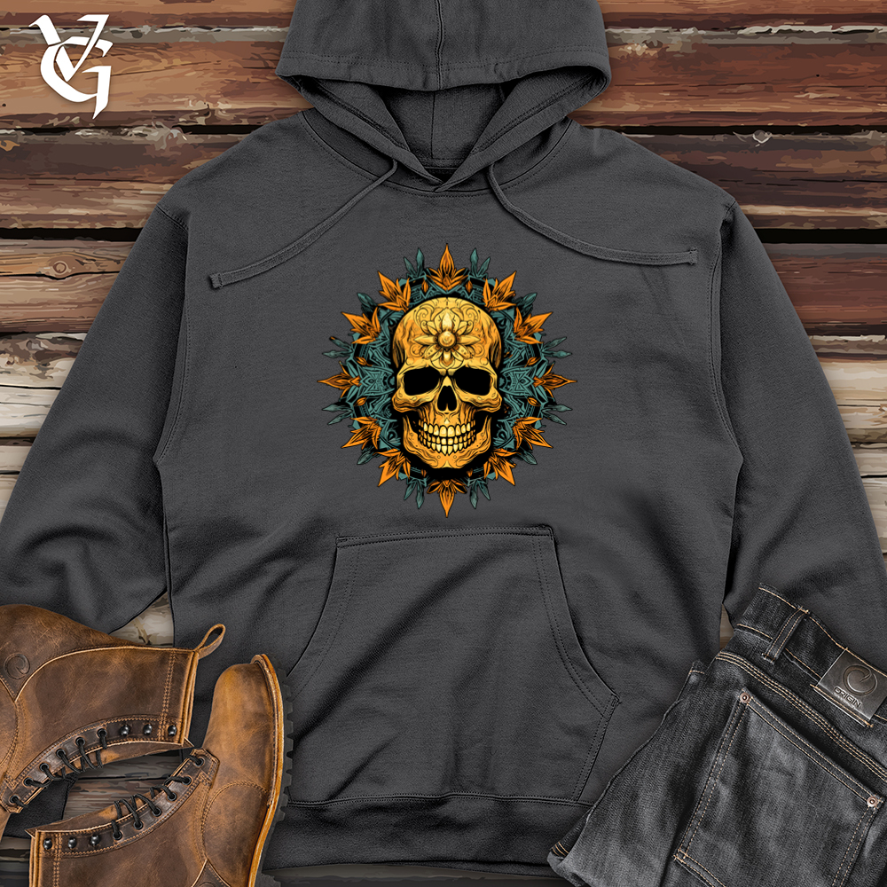 Retro Mandala Skulltapestry Midweight Hooded Sweatshirt