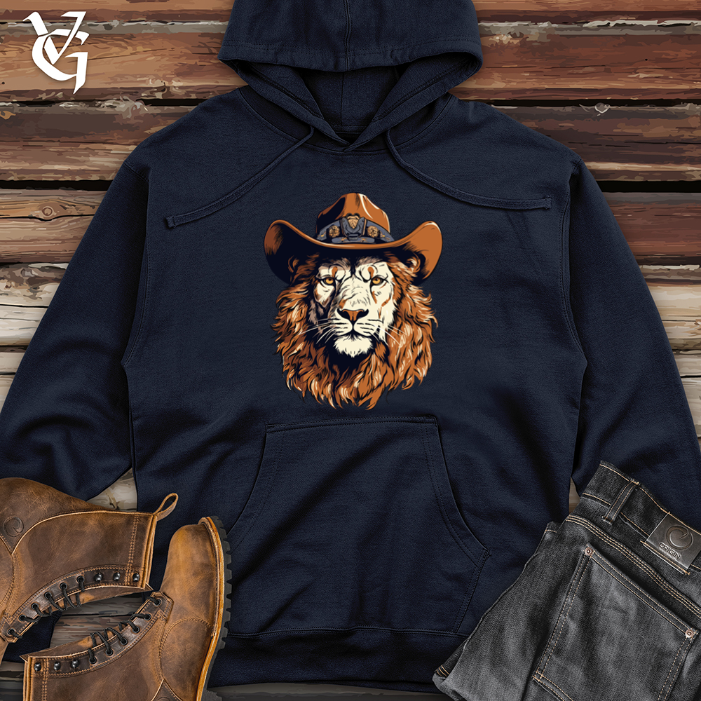 Retro Cowboy Lion 01 Midweight Hooded Sweatshirt