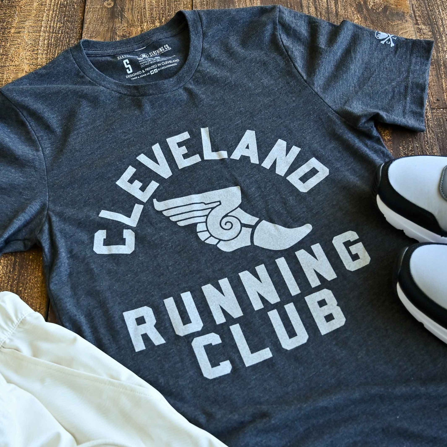 Cleveland Running Club, Dark Grey Heather - Mens/Unisex Crew T-Shirt