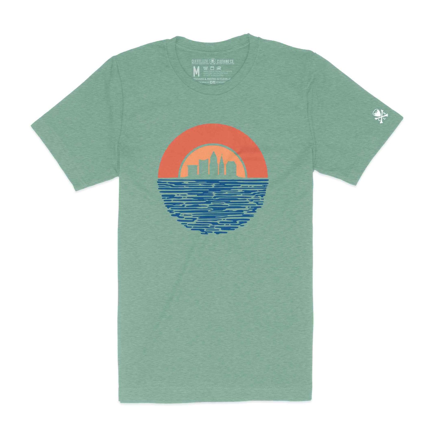 Cleveland Sunset - Mens/Unisex Crew T-Shirt - Heather Sage