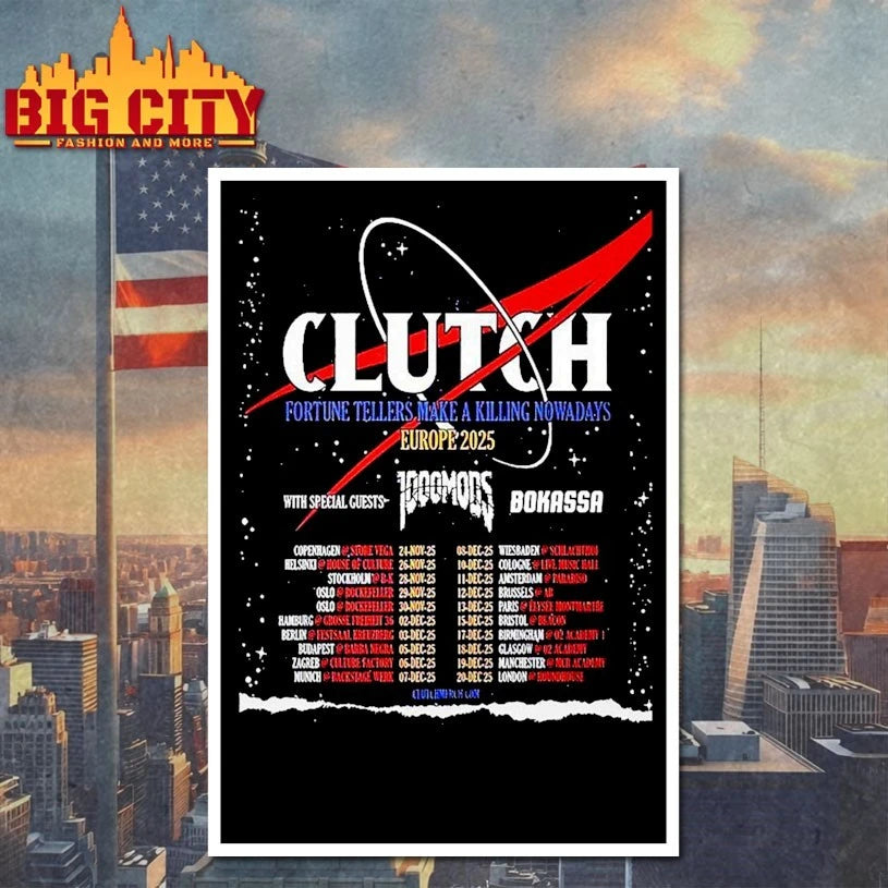Clutch Fortune Europe 2025 Tour shirt