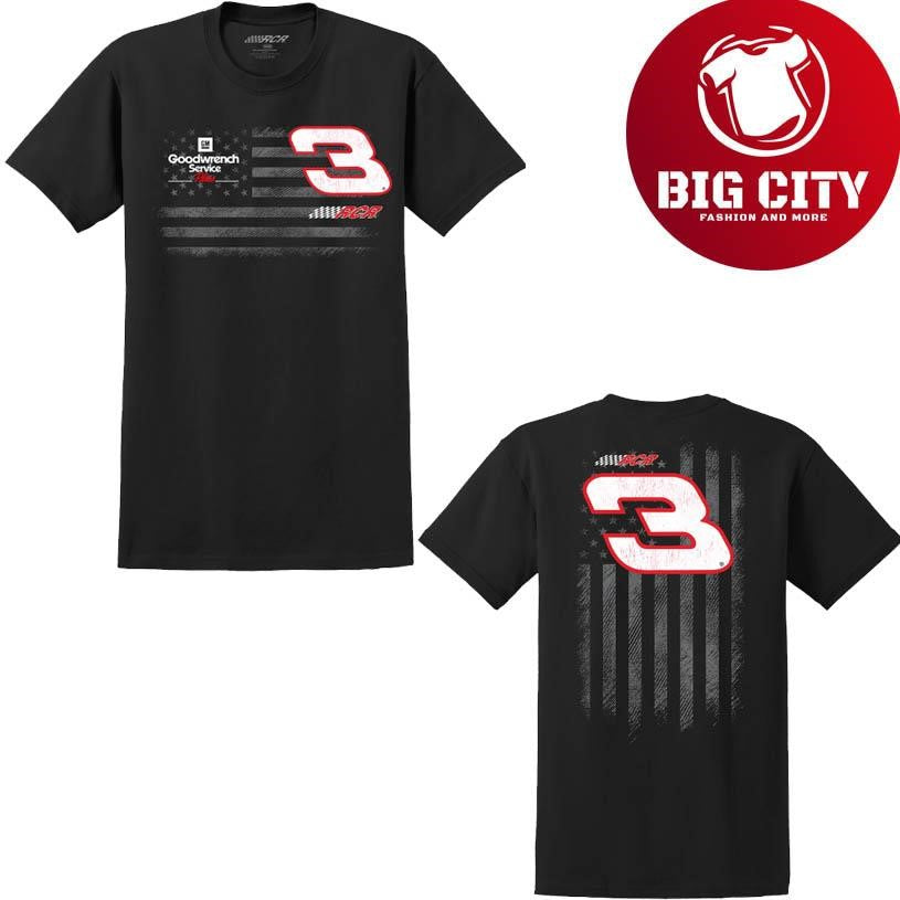Dale Earnhardt Richard Childress Racing Team Collection Black Flag Tri-Blend Two Sided Shirt