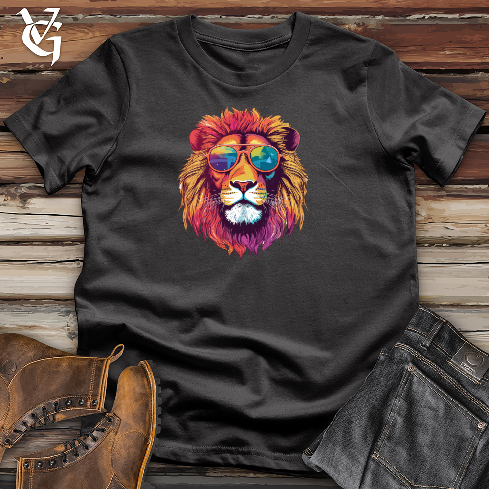 Retro Cosmic Shades Lion Cotton Tee