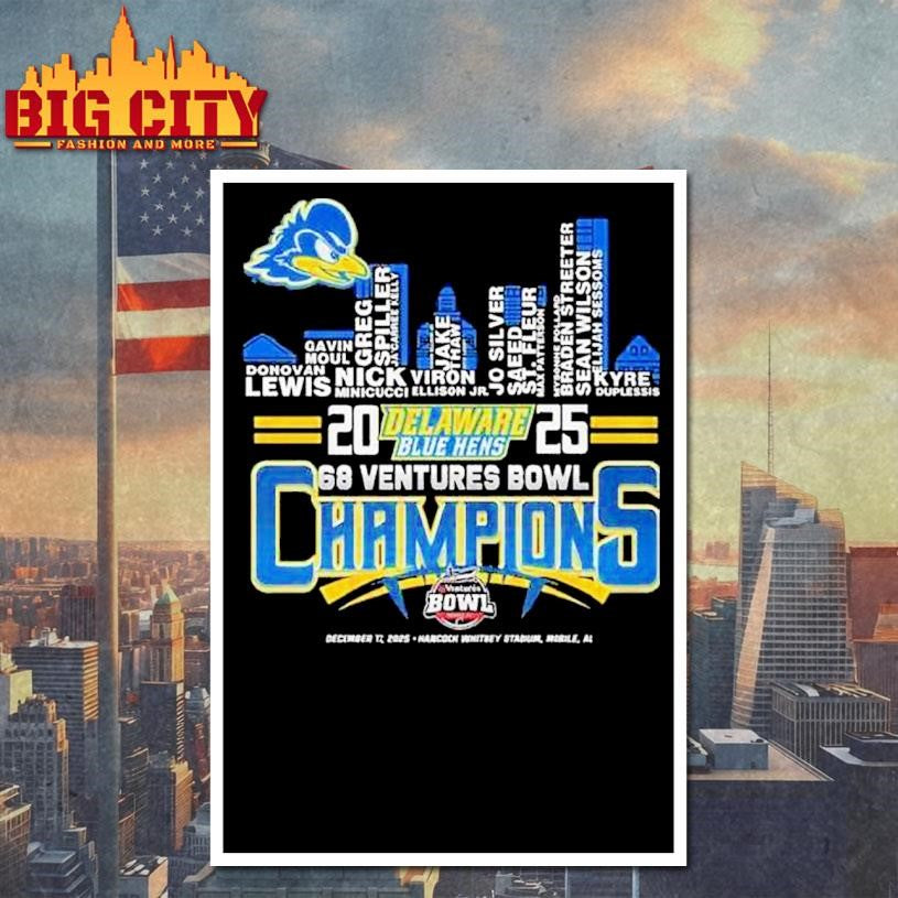 Delaware Blue Hens 2025 68 Ventures Bowl Champions City Skylines Shirt