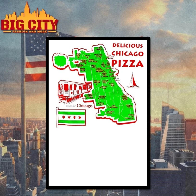 Delicious Chicago Pizza across historic shirt