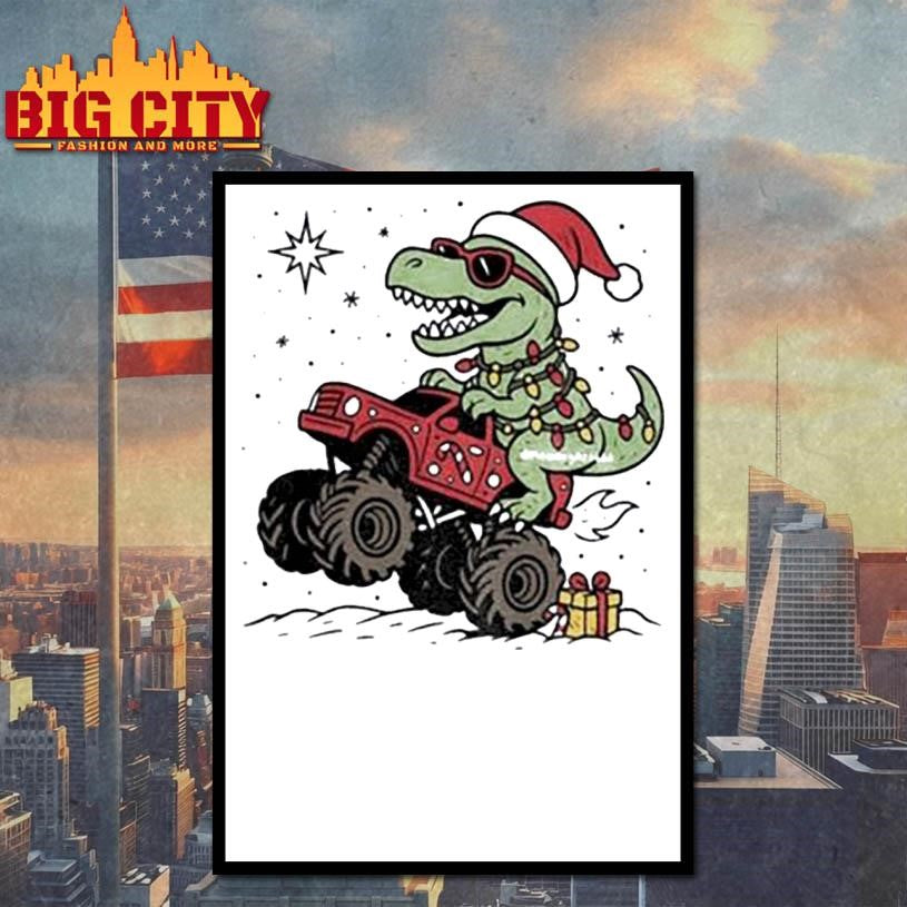 Dinosaur T rex Christmas Monster Truck shirt