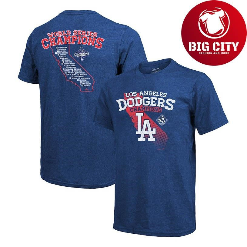 Dodgers 2025 World Series Champions CALIFORNIA ROSTER MAP Two Sided Shirt