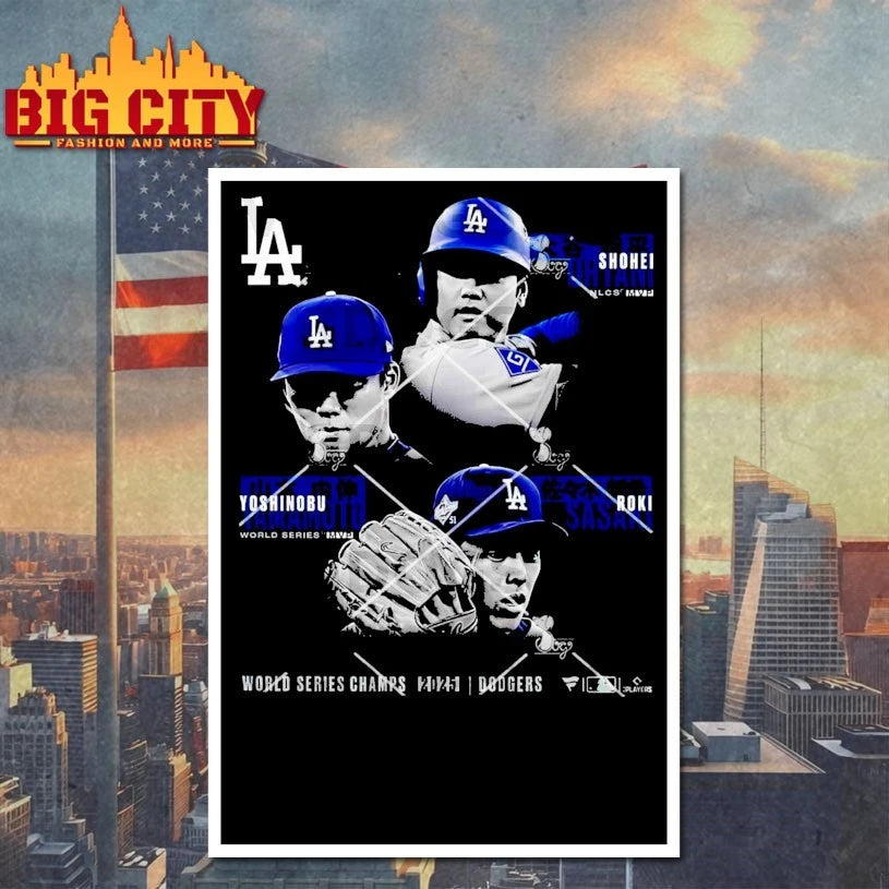 Dodgers Shohei Ohtani Yoshinobu Yamamoto & Roki Sasaki WS 2025 Champions Historic Performances Shirt