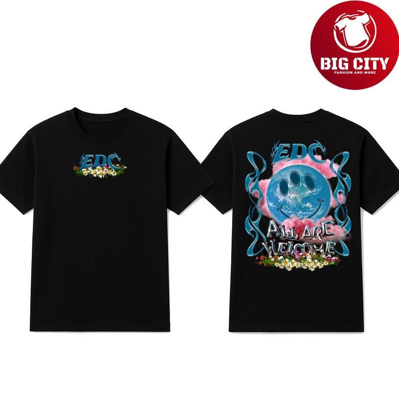 Electric Daisy Carnival Smiley Earth All Are Welcome Two Sided Shirt