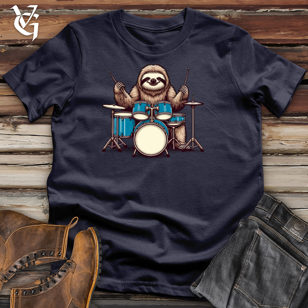 Sloth Playing Drums Cotton Tee