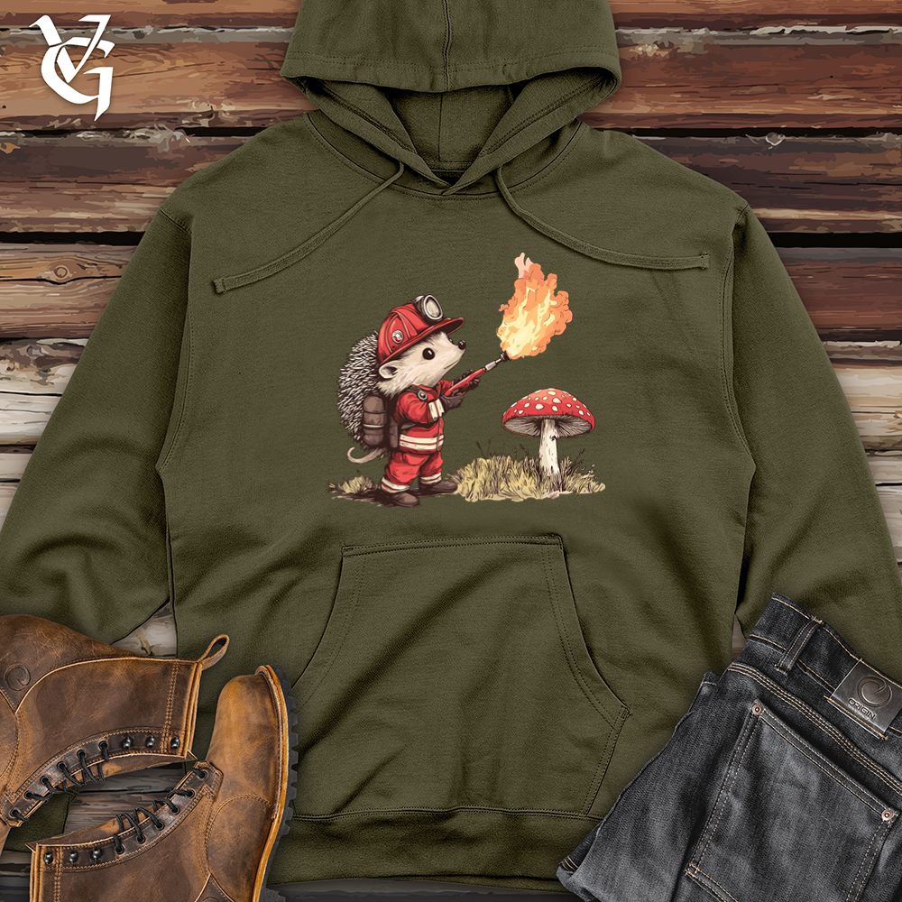 Hedgehog Flamethrower Midweight Hooded Sweatshirt