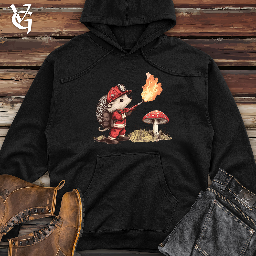 Hedgehog Flamethrower Midweight Hooded Sweatshirt