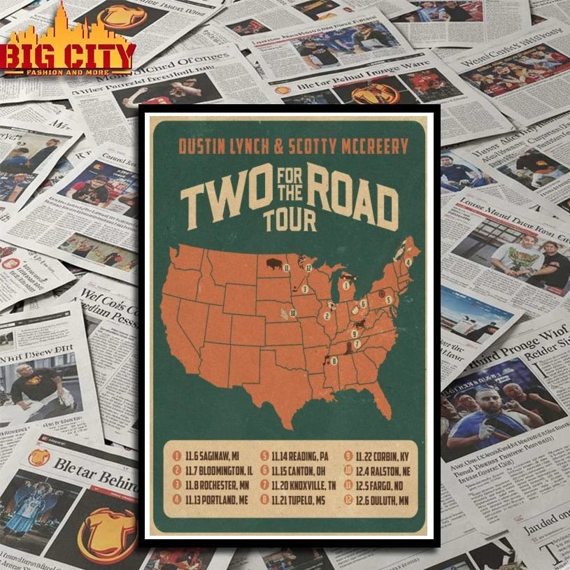 Funny Dustin Lynch & Scotty McCreery Road Tour 2025 Poster Shirts
