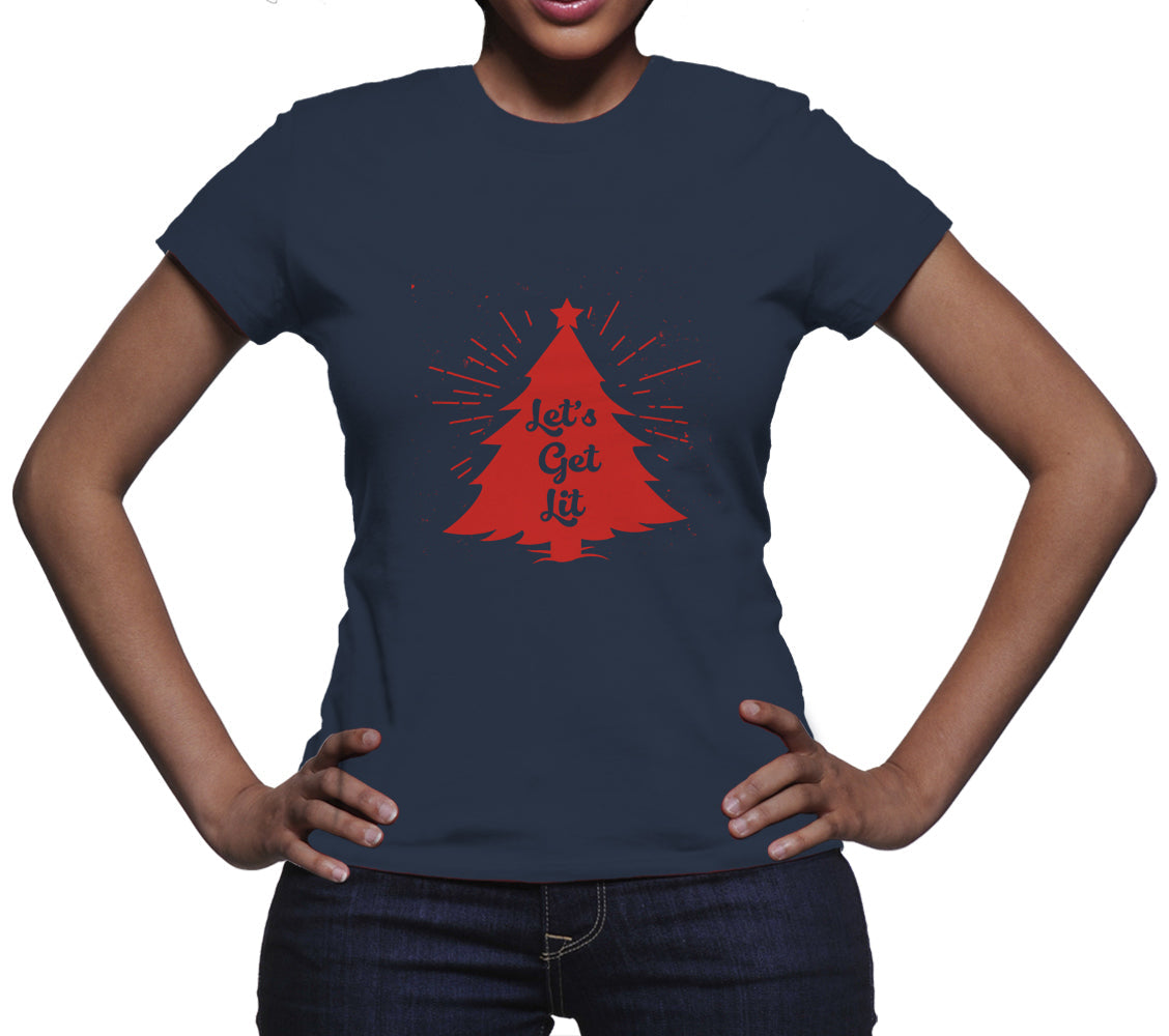 Let's Get Lit Funny Christmas Drinking T-Shirt Lets Get Lit Christmas Shirt