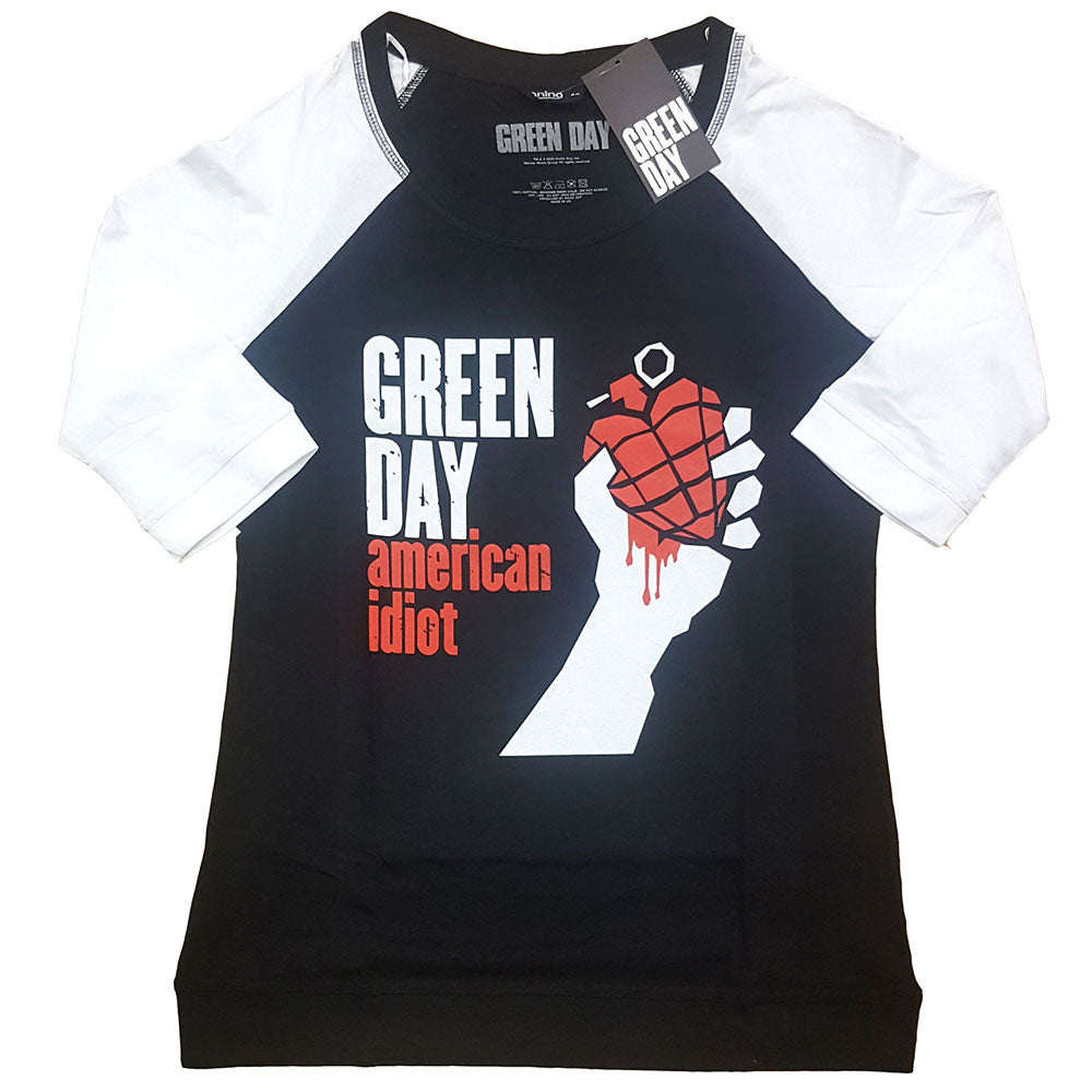 Green Day Ladies Raglan T-Shirt: American Idiot Style001