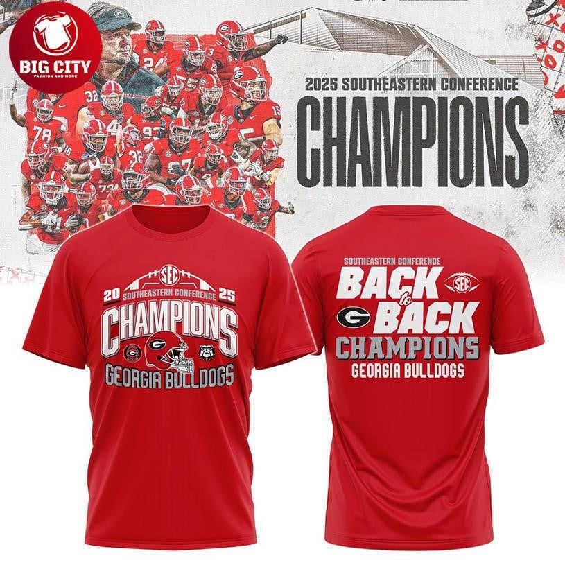 Georgia Bulldogs 2025 SEC Champs Celebration Football Two Sided Shirt