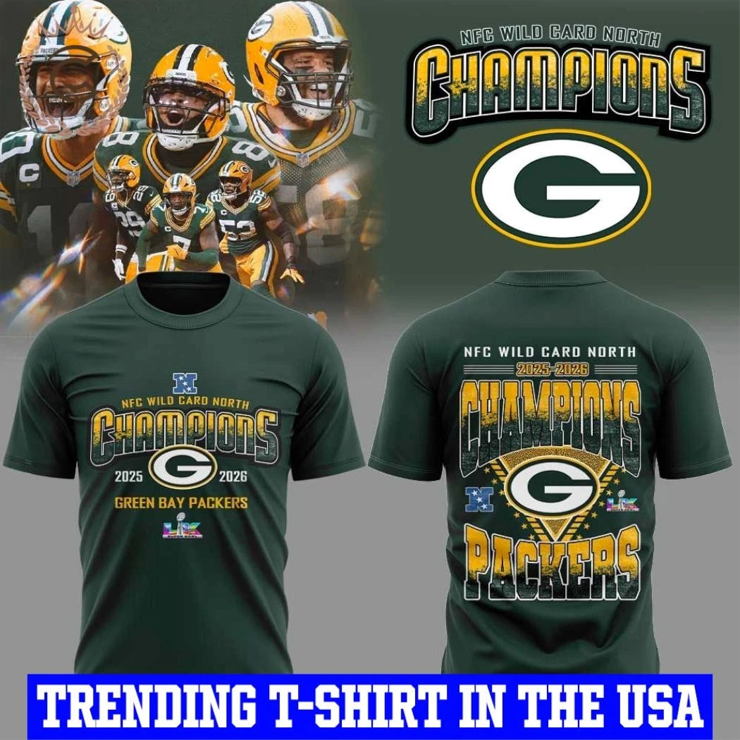 Green Bay Packers NFC Wild Card North Champions 2025-2026 Green Shirt