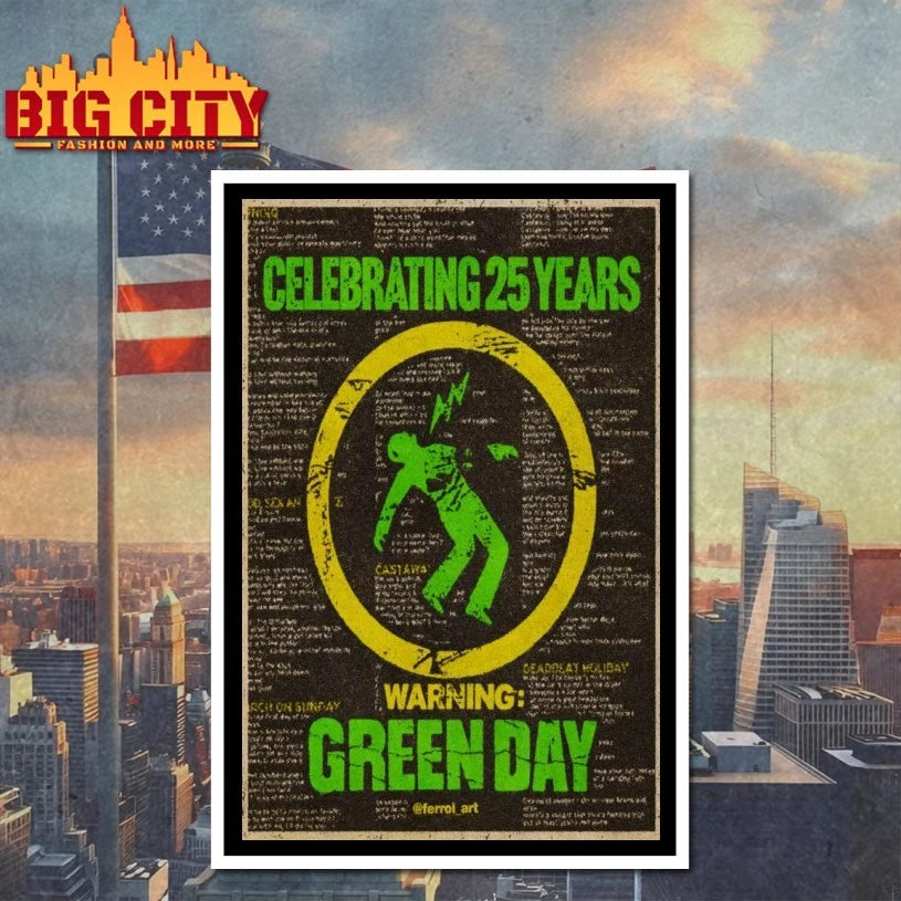 Green Day Warning Celebrating 25 Years Poster shirt