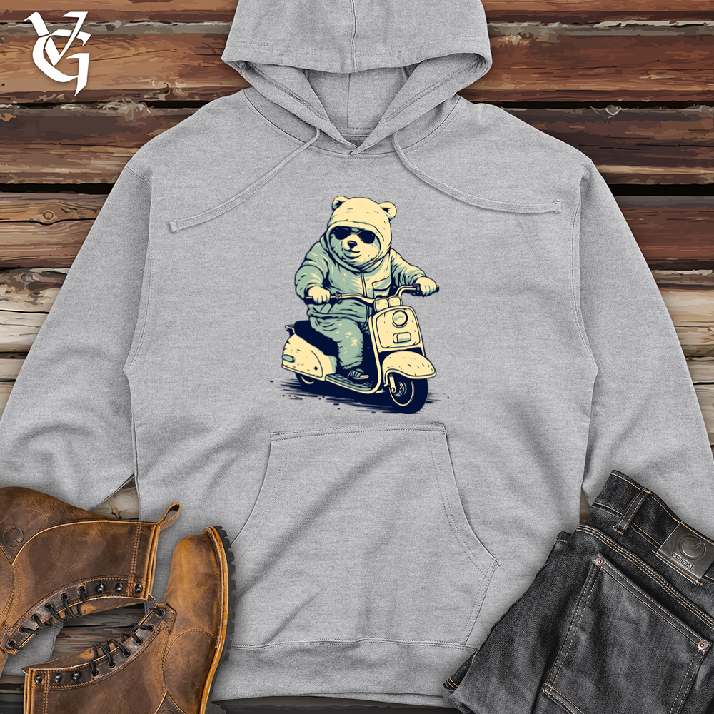 Retro Scooting Bear Midweight Hooded Sweatshirt