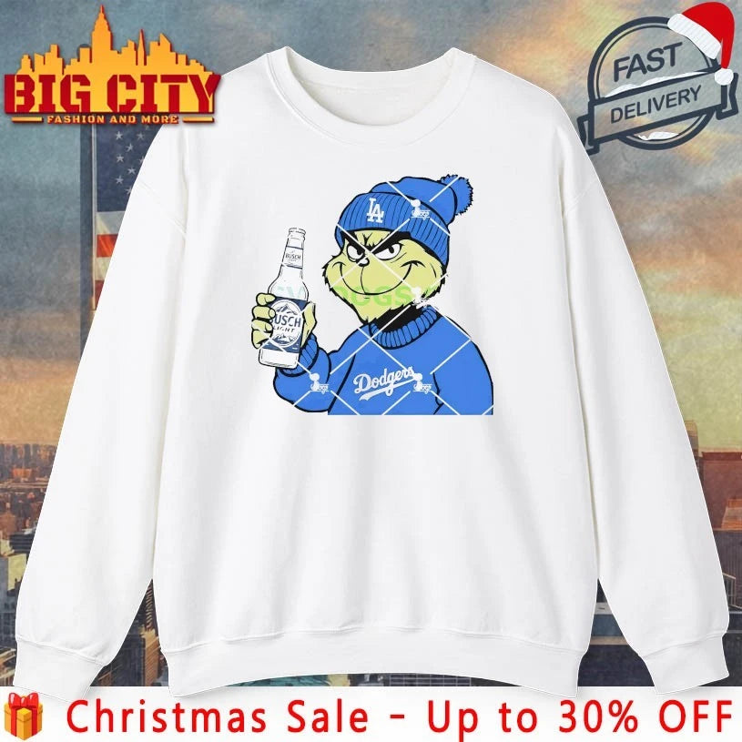 Grinch Christmas Los Angeles Dodgers Drink Busch Light shirt