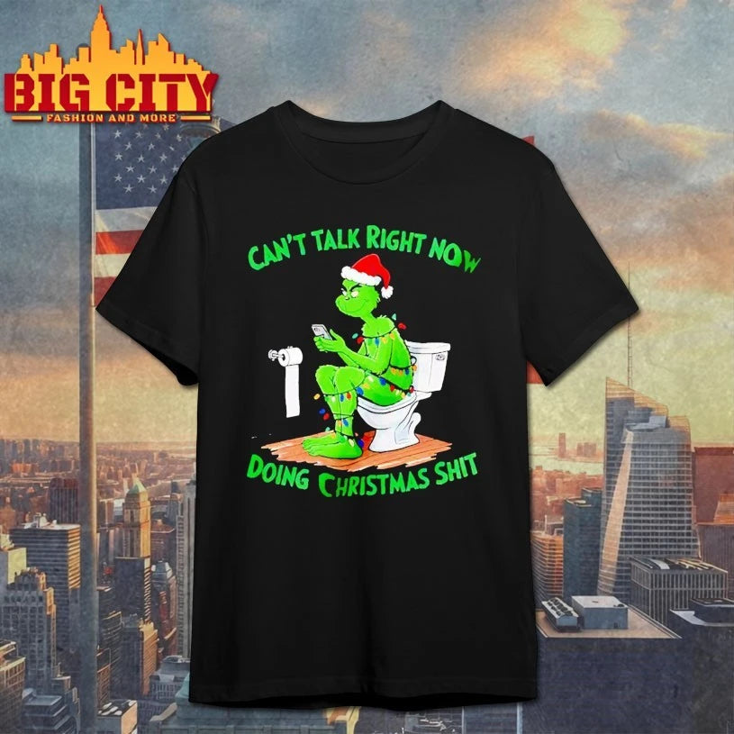 Grinch Santa Hat Toilet Can’t Talk Right Now Doing Christmas Shit shirt