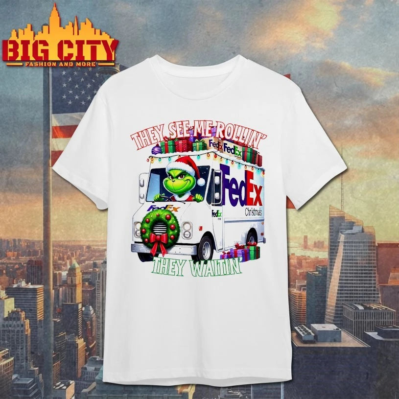 Grinch Shipping FedEx Christmas They See Me Rollin They Waitin shirt