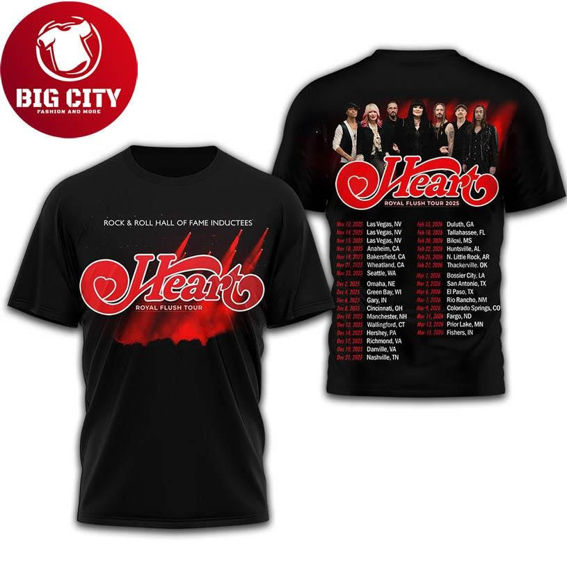 Heart Band Royal Flush Tour 2025 Celebration Two Sided Shirt