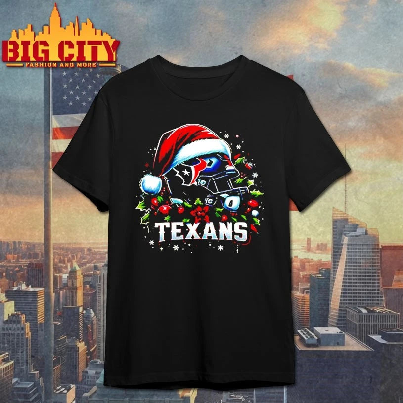 Helmet Santa Hat Houston Texans Christmas shirt
