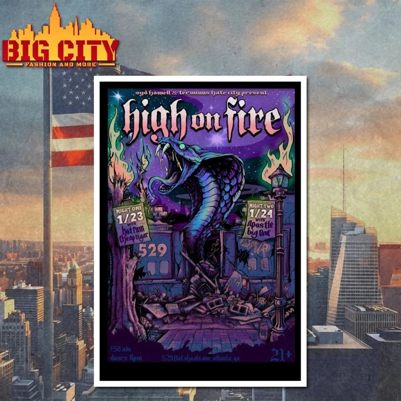 High On Fire Atlanta 1-23 1-26-2025 Tour Poster shirt
