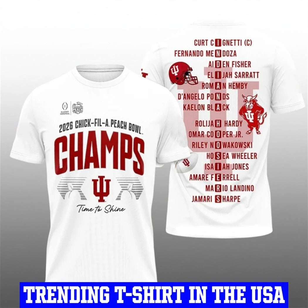 Hoosiers 2026 Chick Fil A Peach Bowl Champs Time Players Shirt