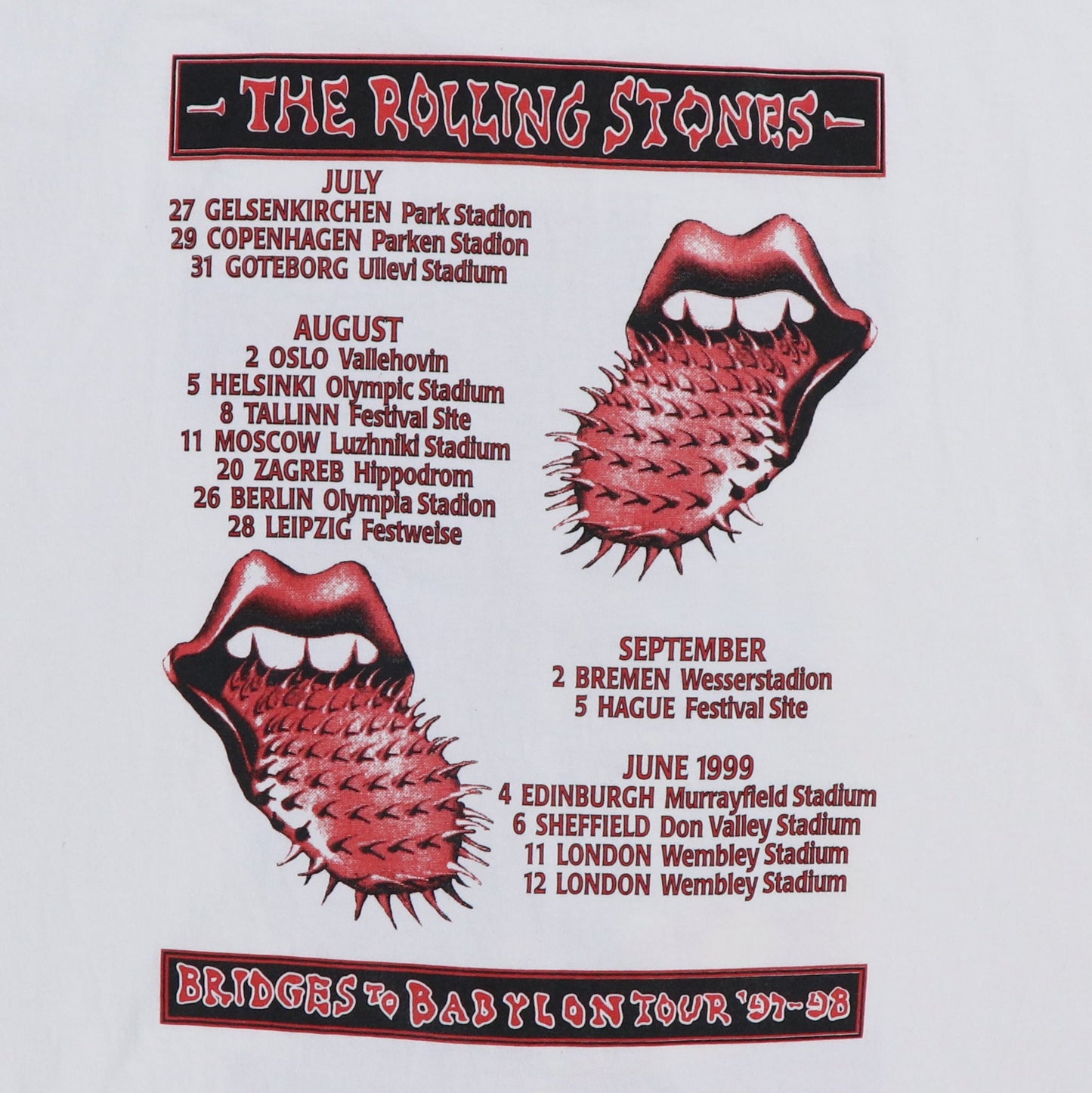 1997 Rolling Stones Bridges To Babylon Tour Shirt Style027