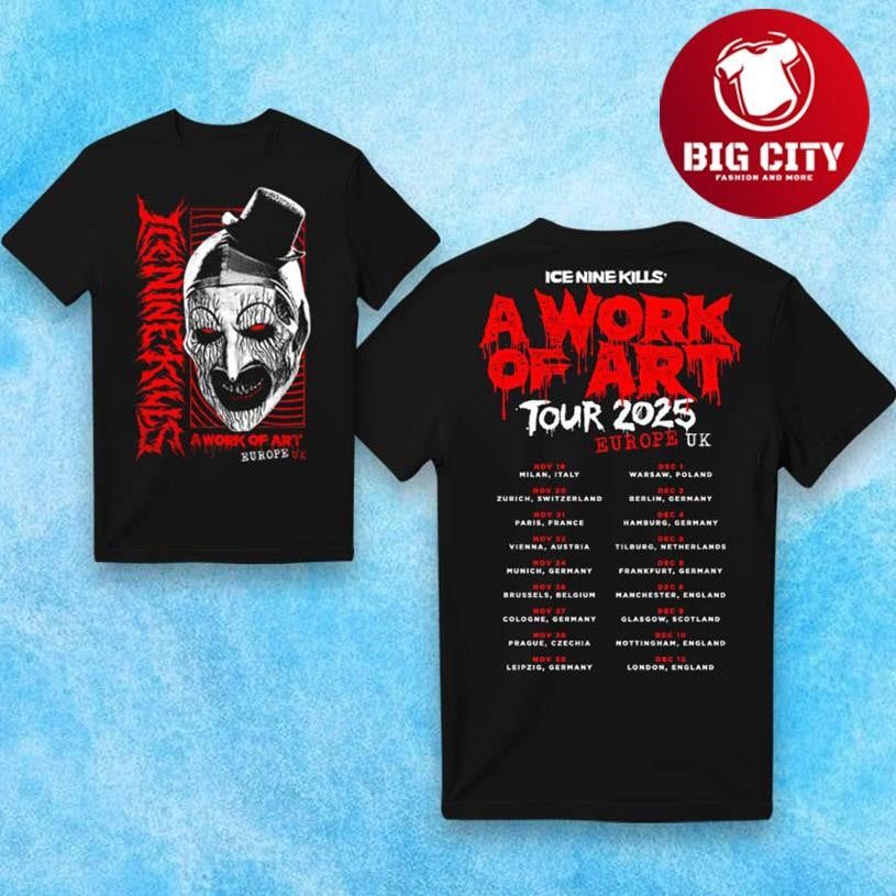 Ice Nine Kills Work Of Art EU & UK Tour 2025 Two Sided Shirt