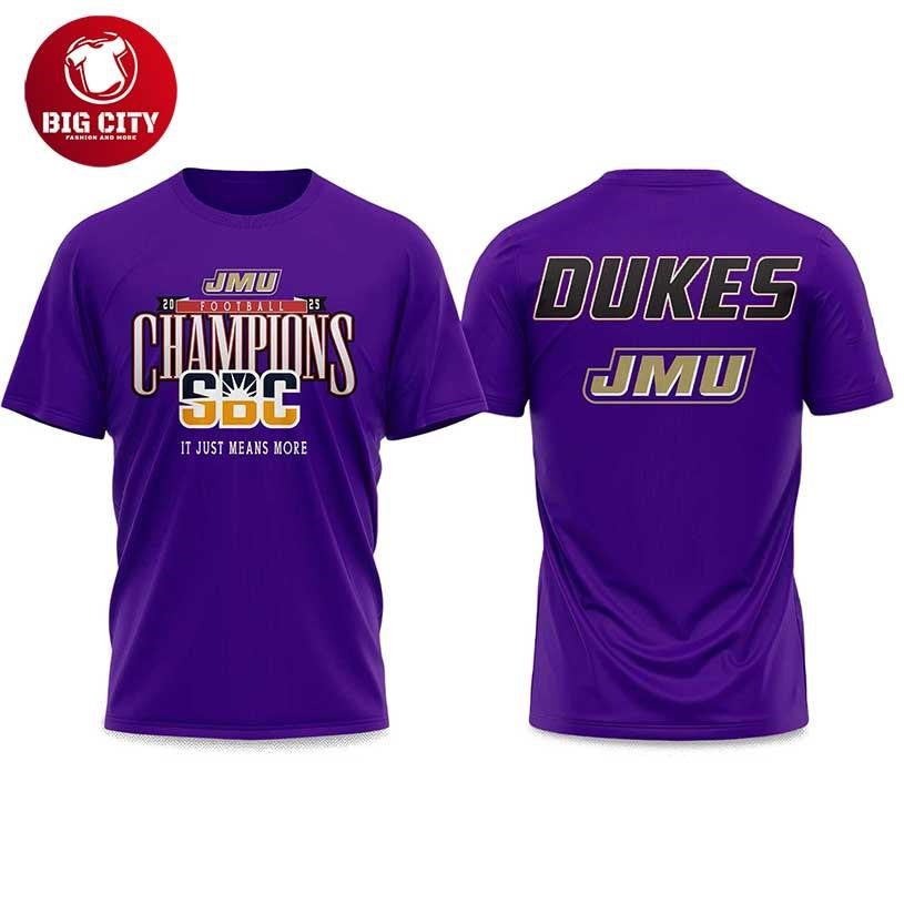 JMU Football SBC Champions 2025 Two Sided Shirt