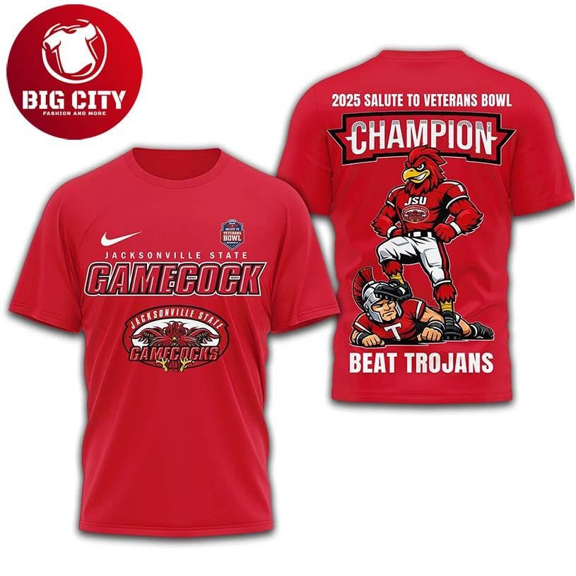 Jacksonville State Gamecocks Ncaa 2025 Salute To Veterans Bowl Two Sided Shirt