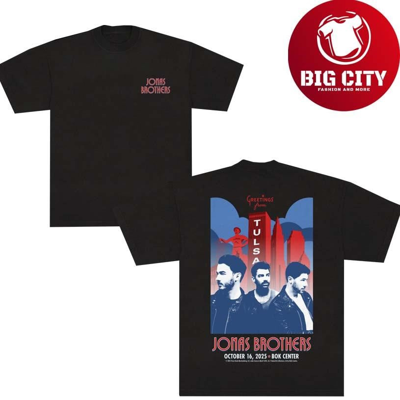 Jonas Brothers Merch Store Greetings From Your Hometown Tulsa Ok 2025 New Shirt