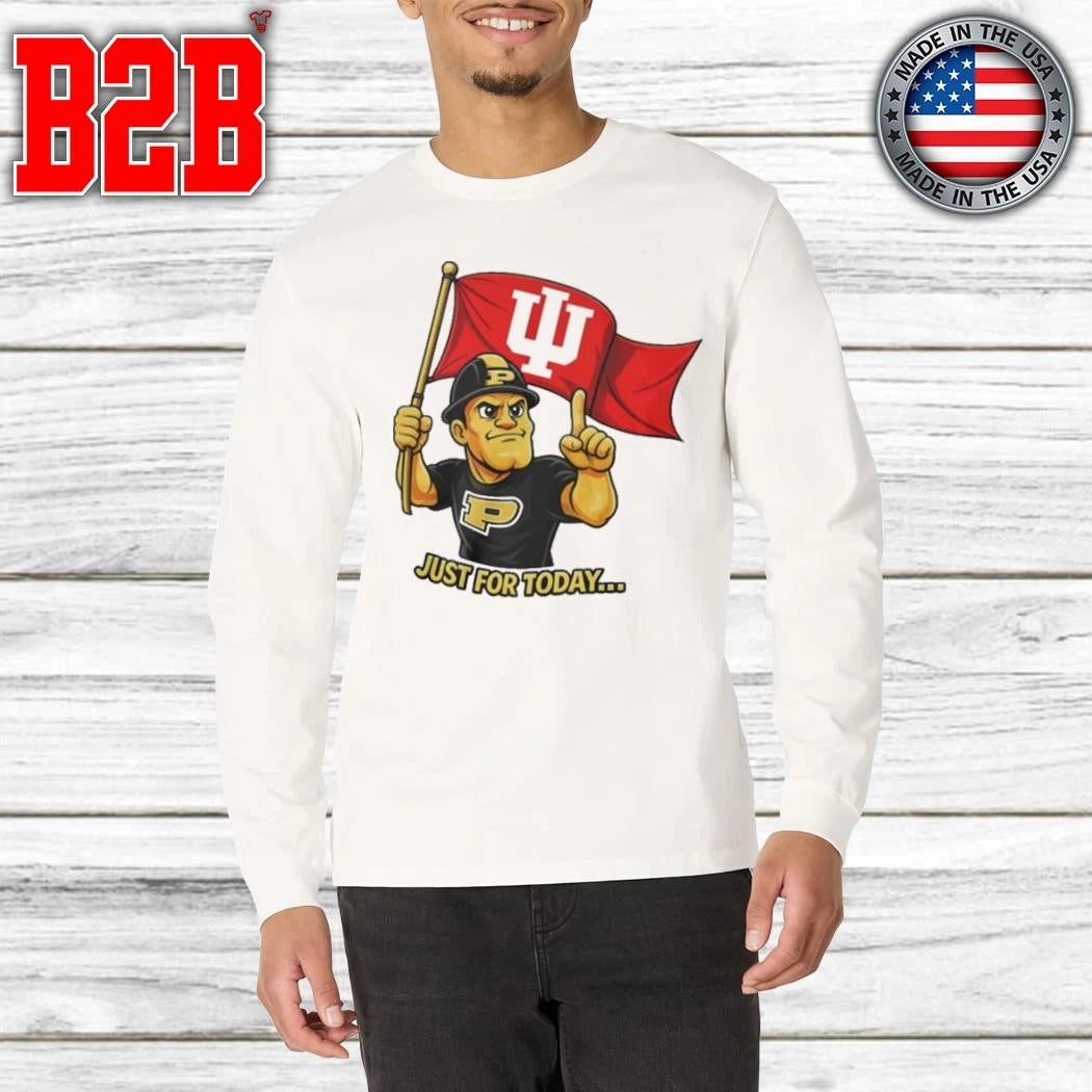 Just For Today Purdue Pete With Flag Indiana Hoosier Shirt