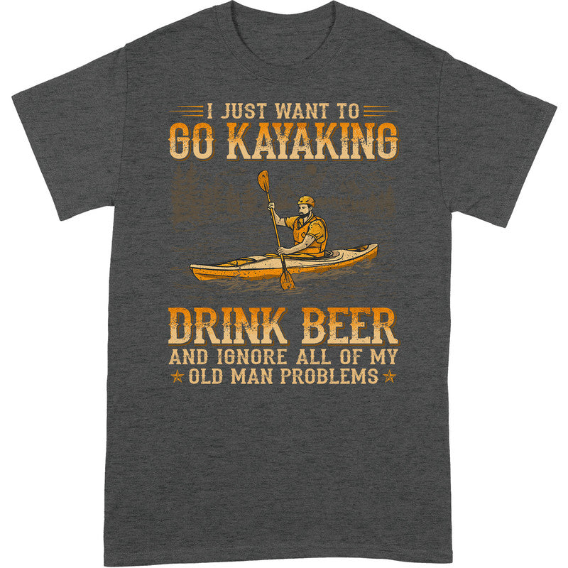 Kayaking Drink Beer Old Man Problems T-Shirt WDB048
