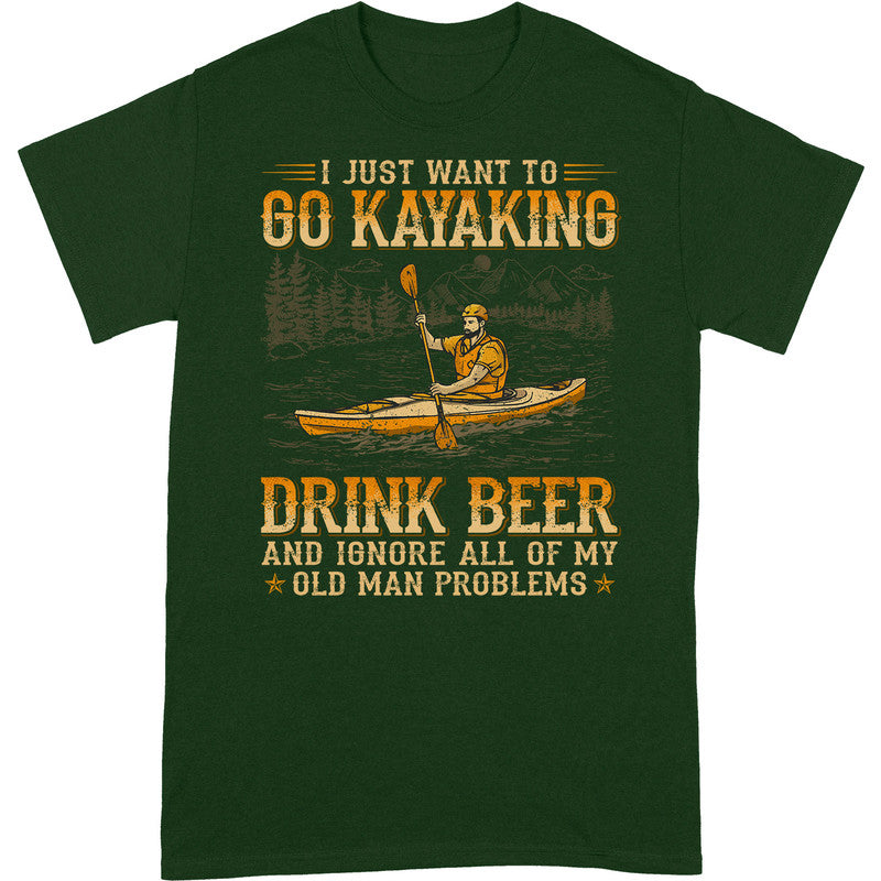 Kayaking Drink Beer Old Man Problems T-Shirt WDB048