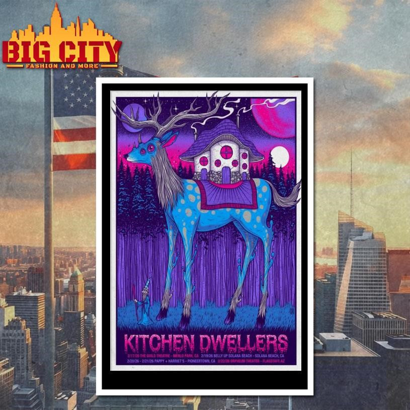 Kitchen Dwellers California Tour Feb 2026 Poster Shirt