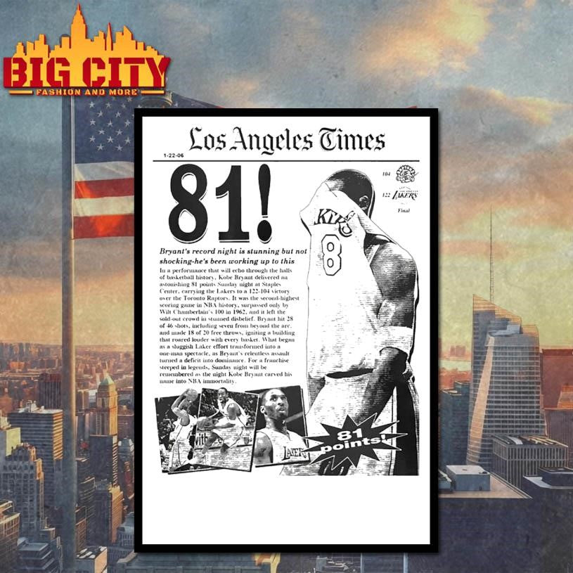 Kobe Bryant Los Angeles Times 81 points Shirt